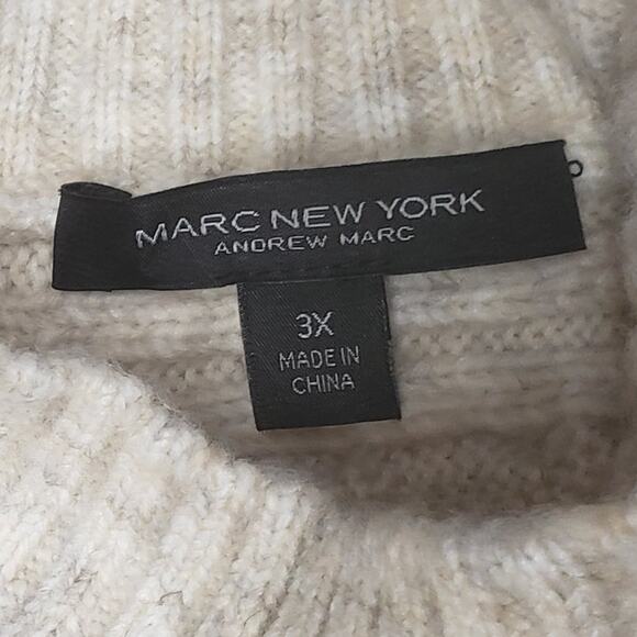 Marc New York Oatmeal Cable Knit Sweater 3X Plus Size Kimono Mock Neck - Picture 7 of 10